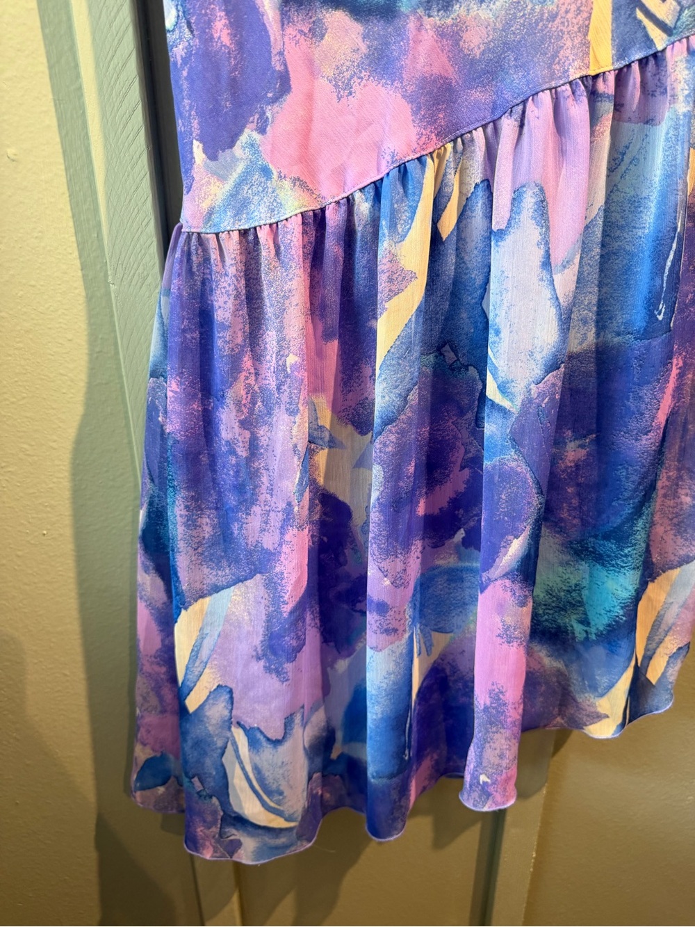 Rabbit Rabbit Rabbit Lavender and Blue Abstract Flutter Sleeve Dress - Picture 5 of 7